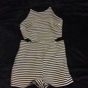 Soprano black and white striped romper